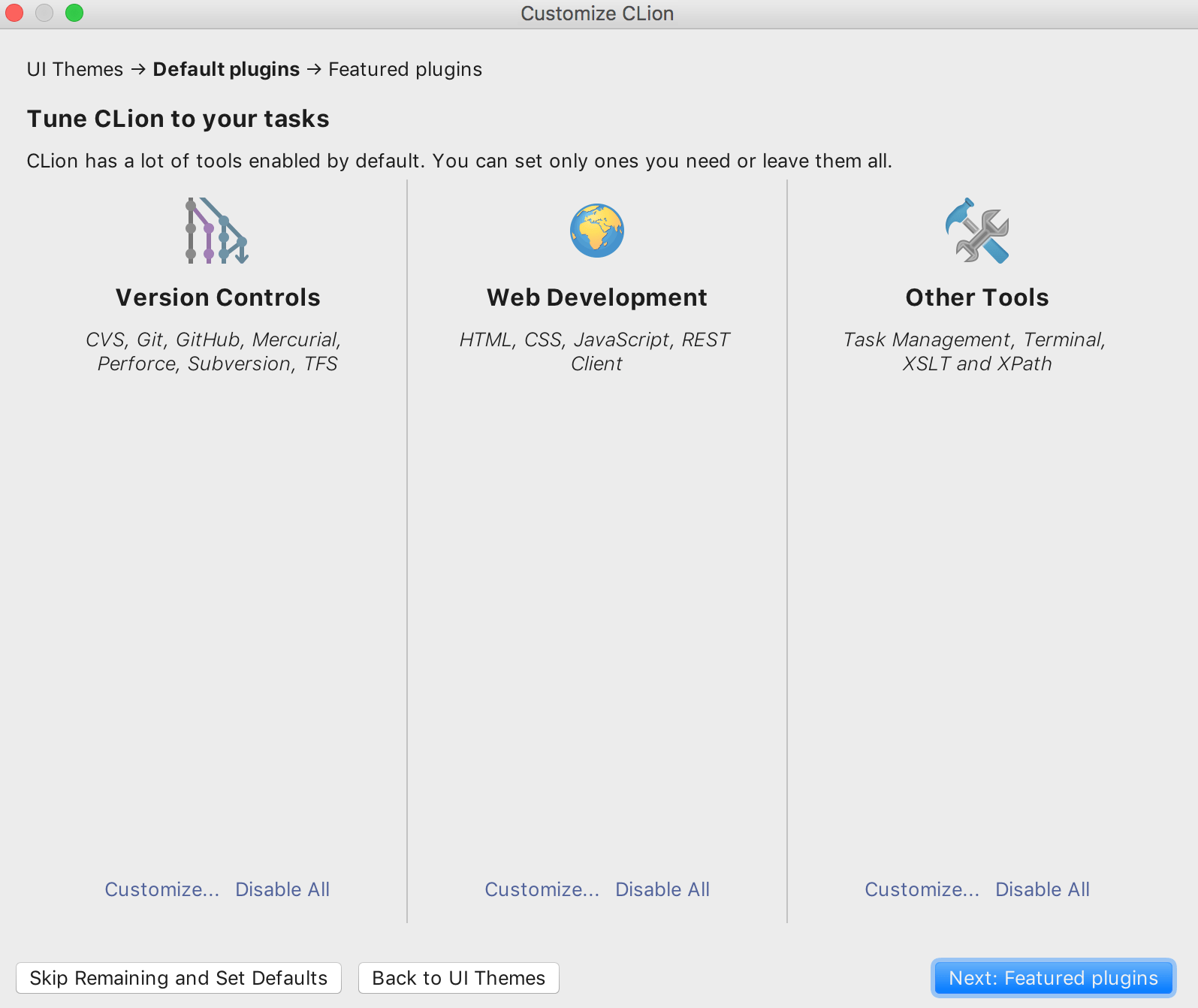 CLion Install Options Screenshot